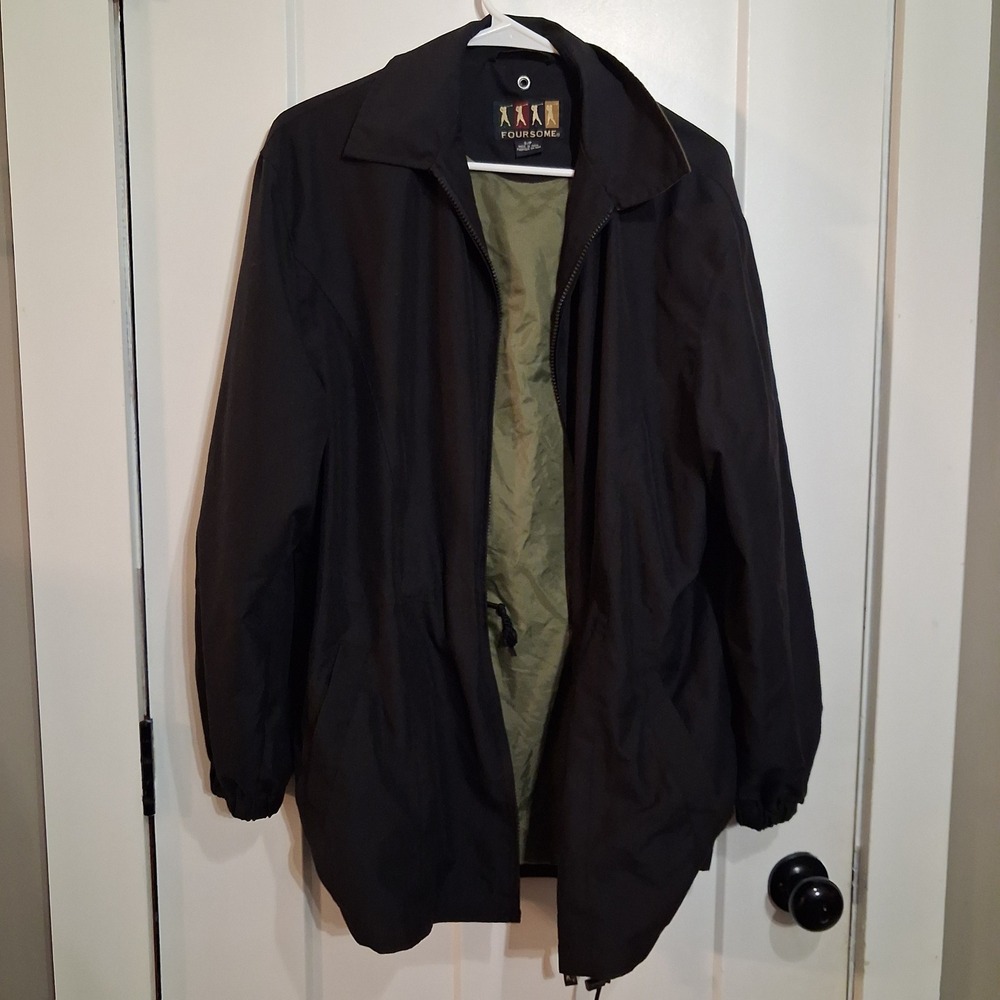 Foursome Golf Jacket Men S Black Full Zip Windbreaker Lightweight Gorpcore